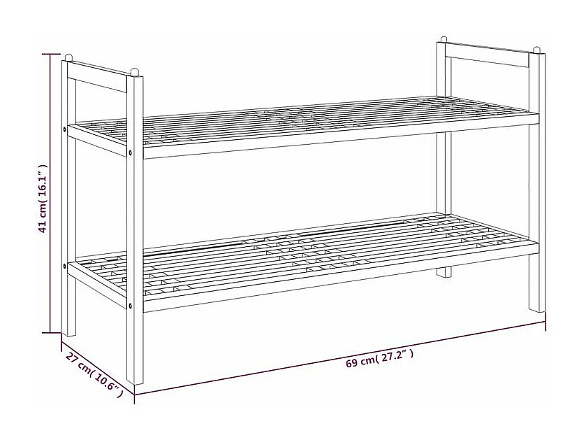 Meuble à chaussures 69x27x41 Bois massif de noyer