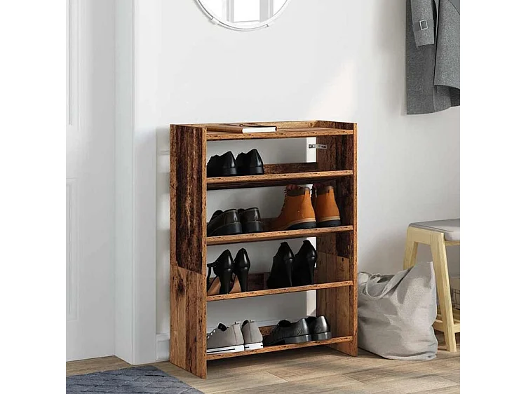 Étagère à chaussures vieux bois 80x25x61,5 bois d'ingénierie