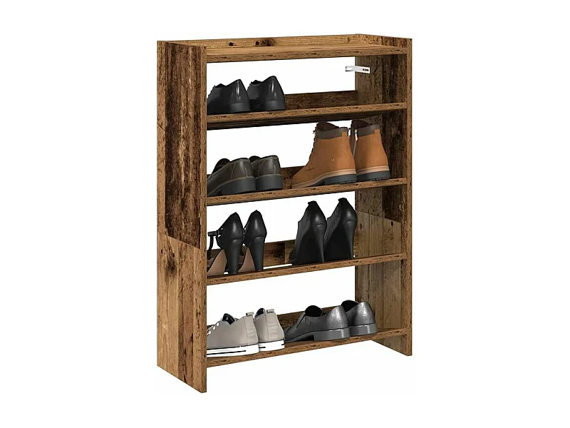 Étagère à chaussures vieux bois 80x25x61,5 bois d'ingénierie