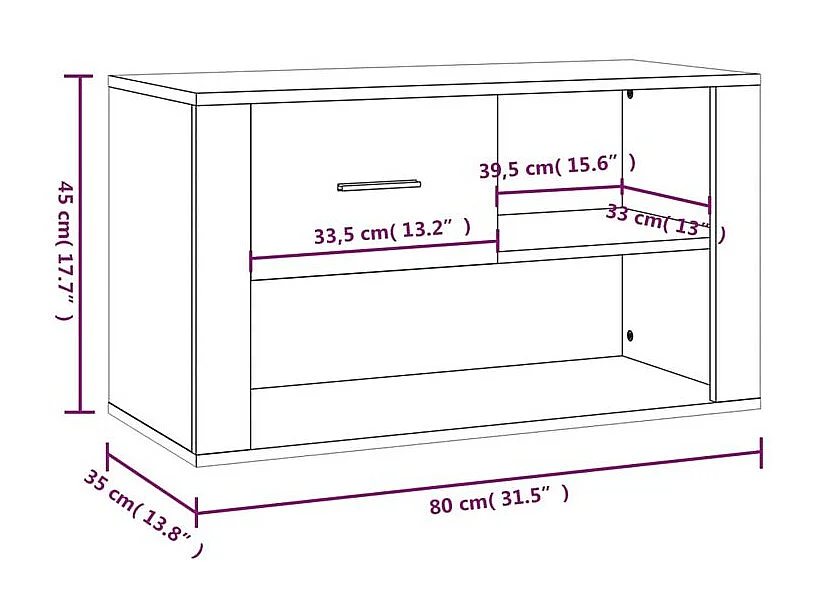 Armoire à chaussures Sonoma gris 80x35x45 Bois d'ingénierie