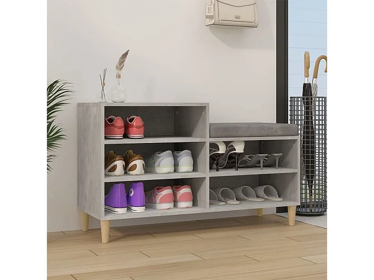 Armoire à chaussures Gris béton 102x36x60 Bois d'ingénierie