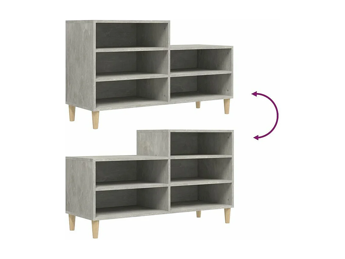 Armoire à chaussures Gris béton 102x36x60 Bois d'ingénierie