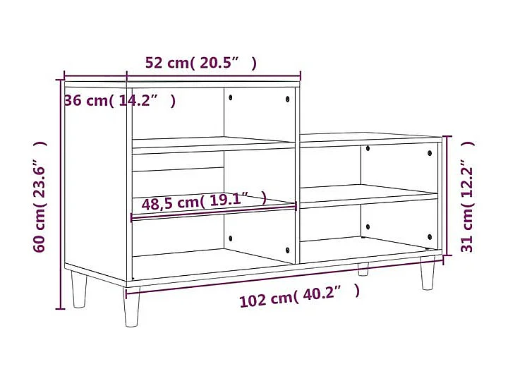 Armoire à chaussures Gris béton 102x36x60 Bois d'ingénierie