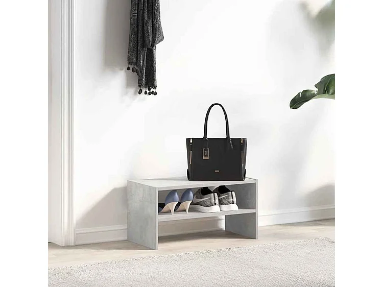 Étagère à chaussures 2 niveaux empilable – Solution Flexible et élégante pour le rangement-Couleur Gris béton