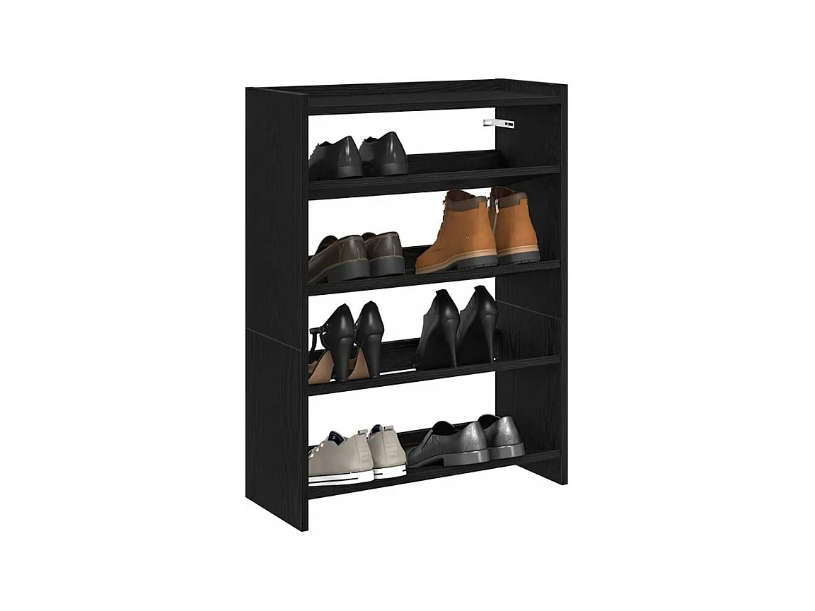 Étagère à chaussures noir 80x25x61,5 bois d'ingénierie