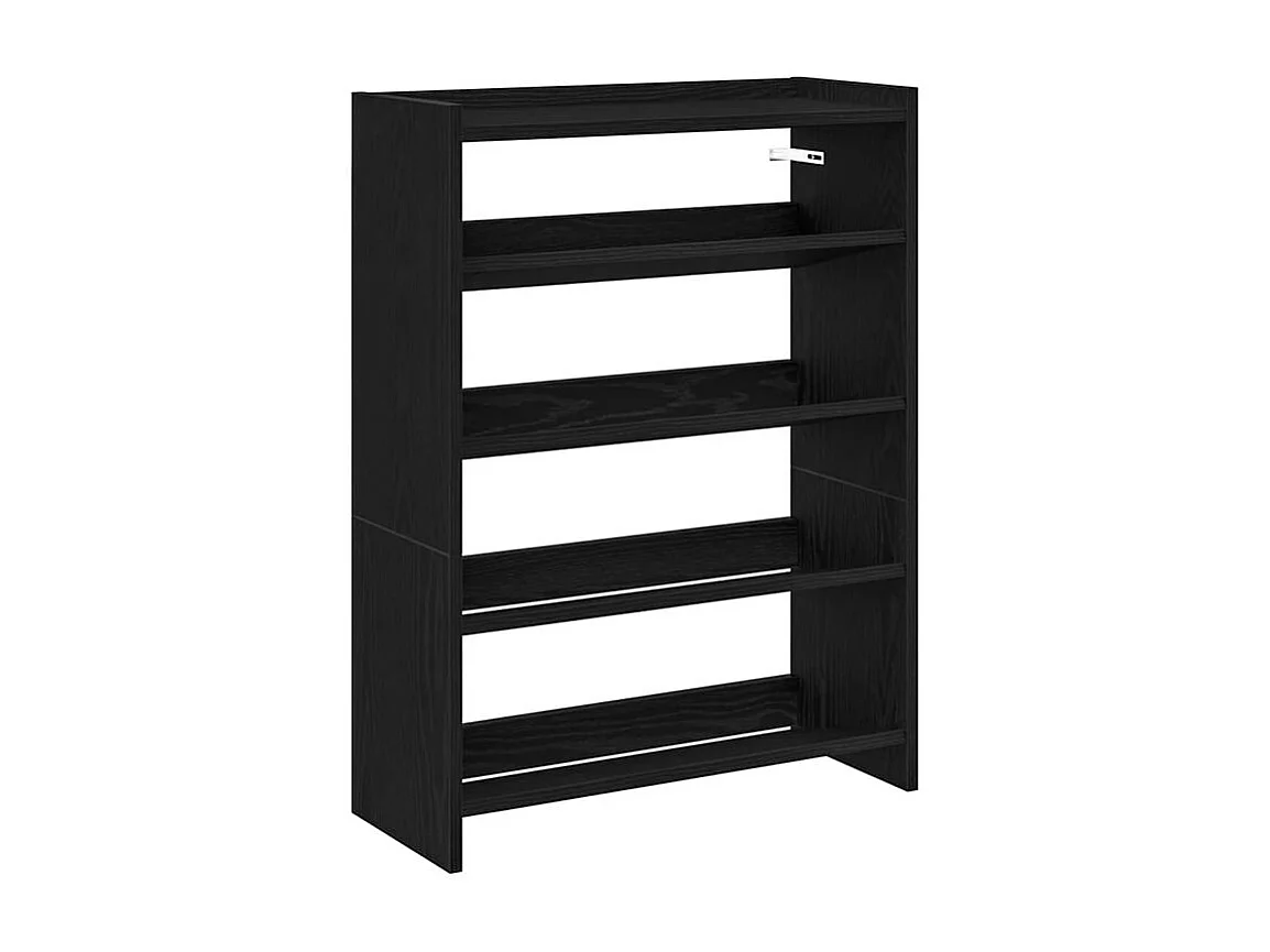 Étagère à chaussures noir 80x25x61,5 bois d'ingénierie
