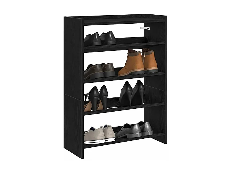 Étagère à chaussures noir 80x25x61,5 bois d'ingénierie