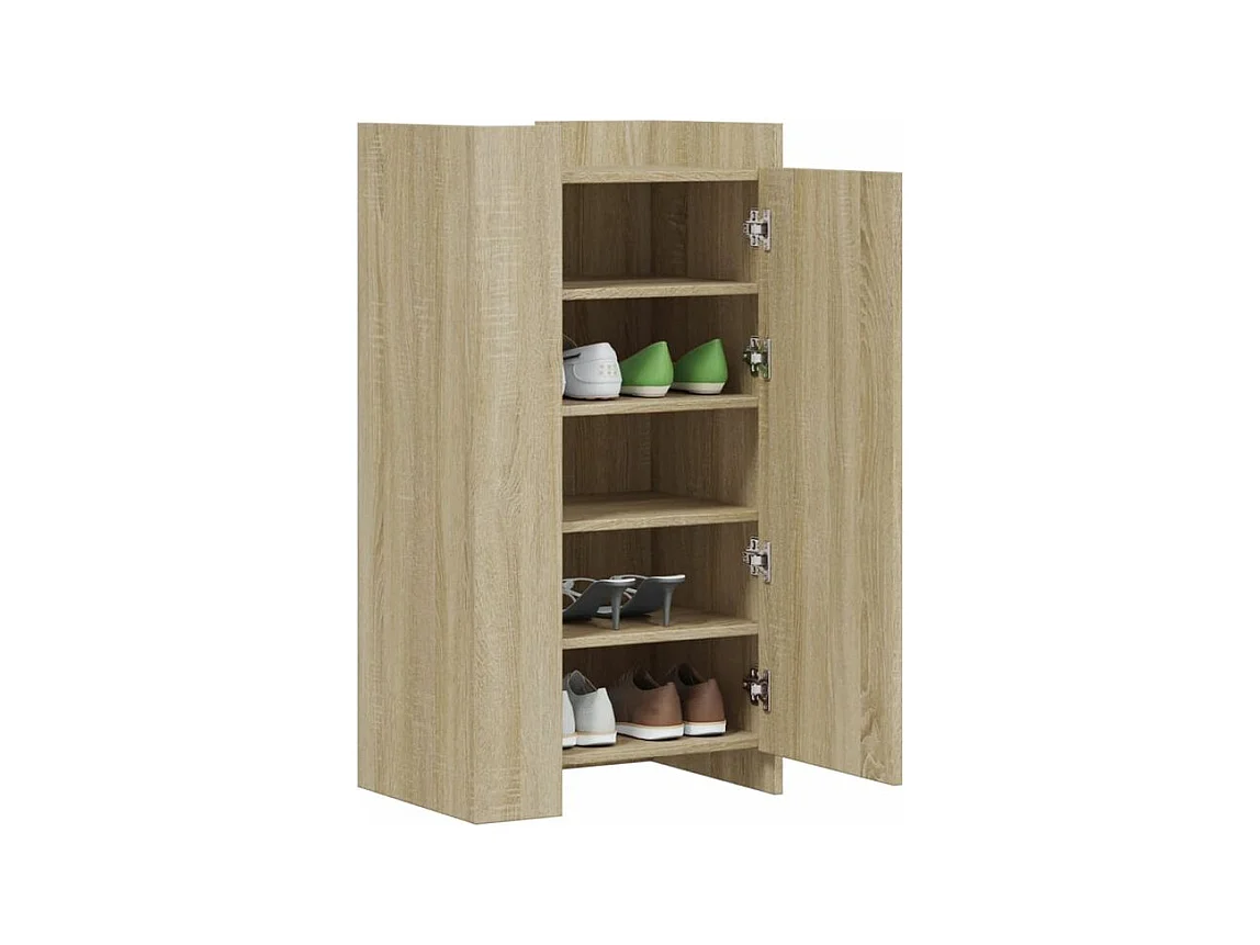 Armoire à chaussures en bois Lika L52xP37.5xH100 - Compacte et moderne-Couleur Chêne clair