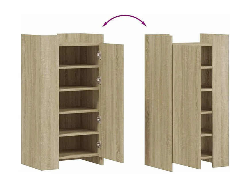 Armoire à chaussures en bois Lika L52xP37.5xH100 - Compacte et moderne-Couleur Chêne clair