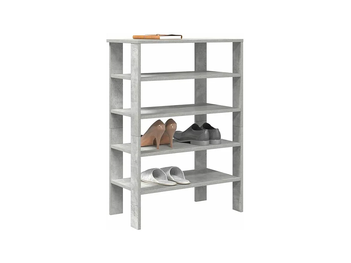Étagère à chaussures gris béton 61x32x87,5 bois d'ingénierie