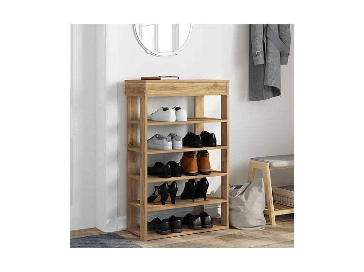 Étagère à chaussures chêne artisanal bois d'ingénierie