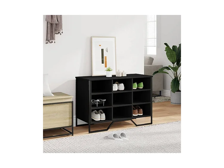 Armoire à chaussures noir 90x38x61,5 bois d'ingénierie