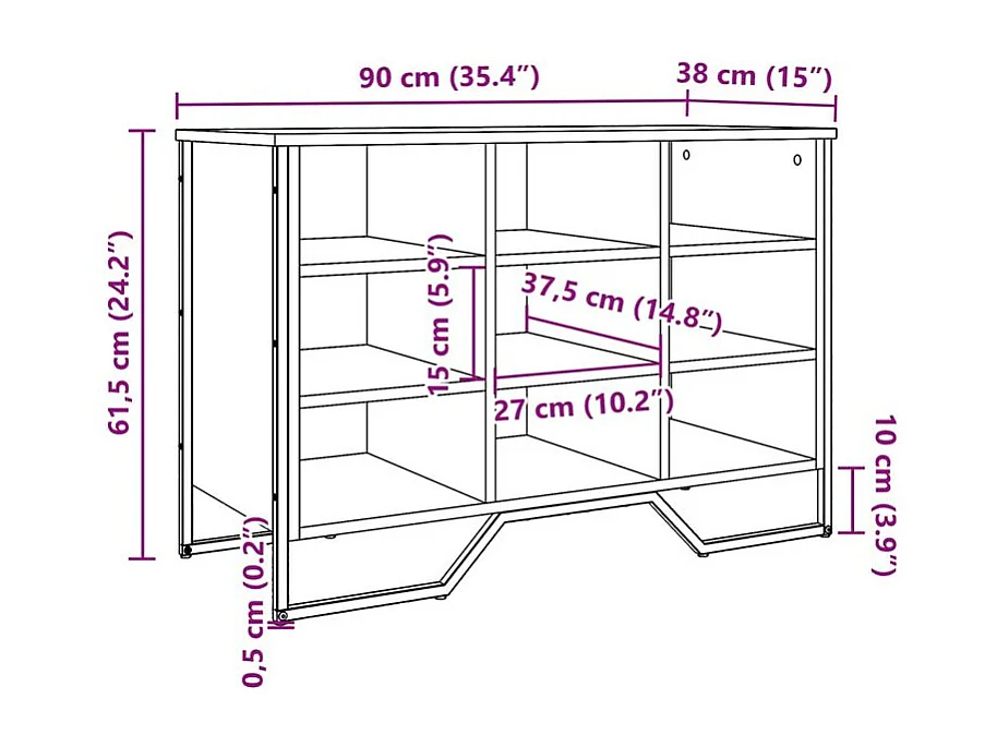 Armoire à chaussures noir 90x38x61,5 bois d'ingénierie