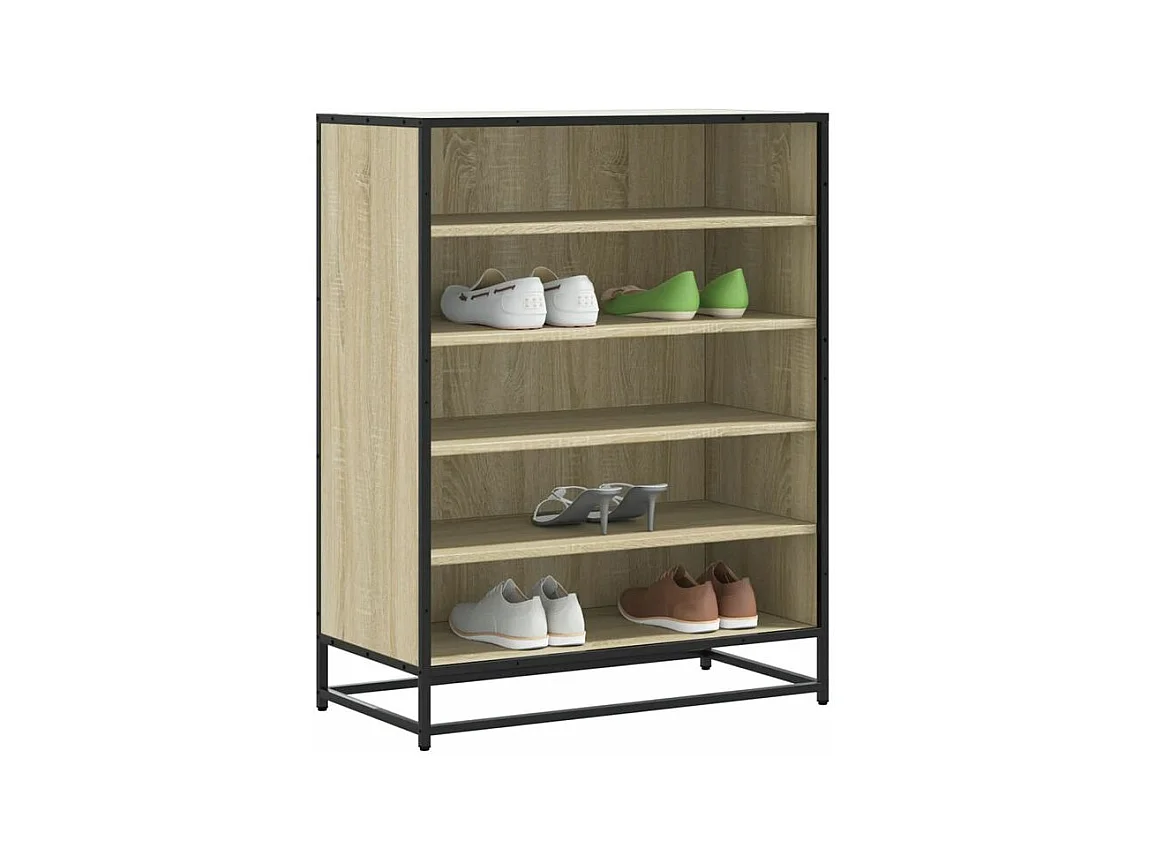 Armoire à chaussures chêne sonoma bois d'ingénierie et métal