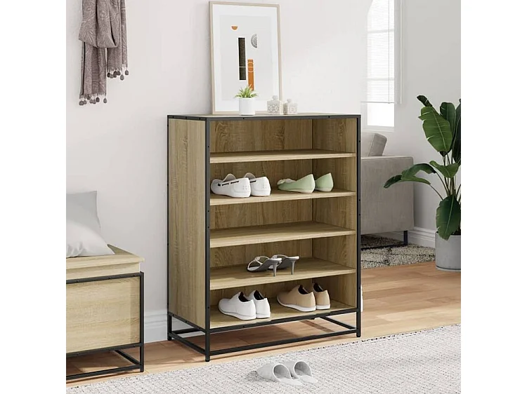 Armoire à chaussures chêne sonoma bois d'ingénierie et métal