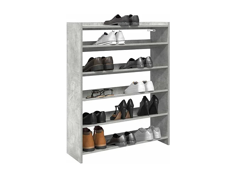 Étagère à chaussures gris béton 80x25x100 bois d'ingénierie
