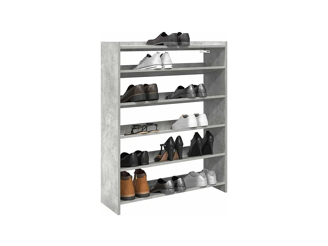 Étagère à chaussures gris béton 80x25x100 bois d'ingénierie