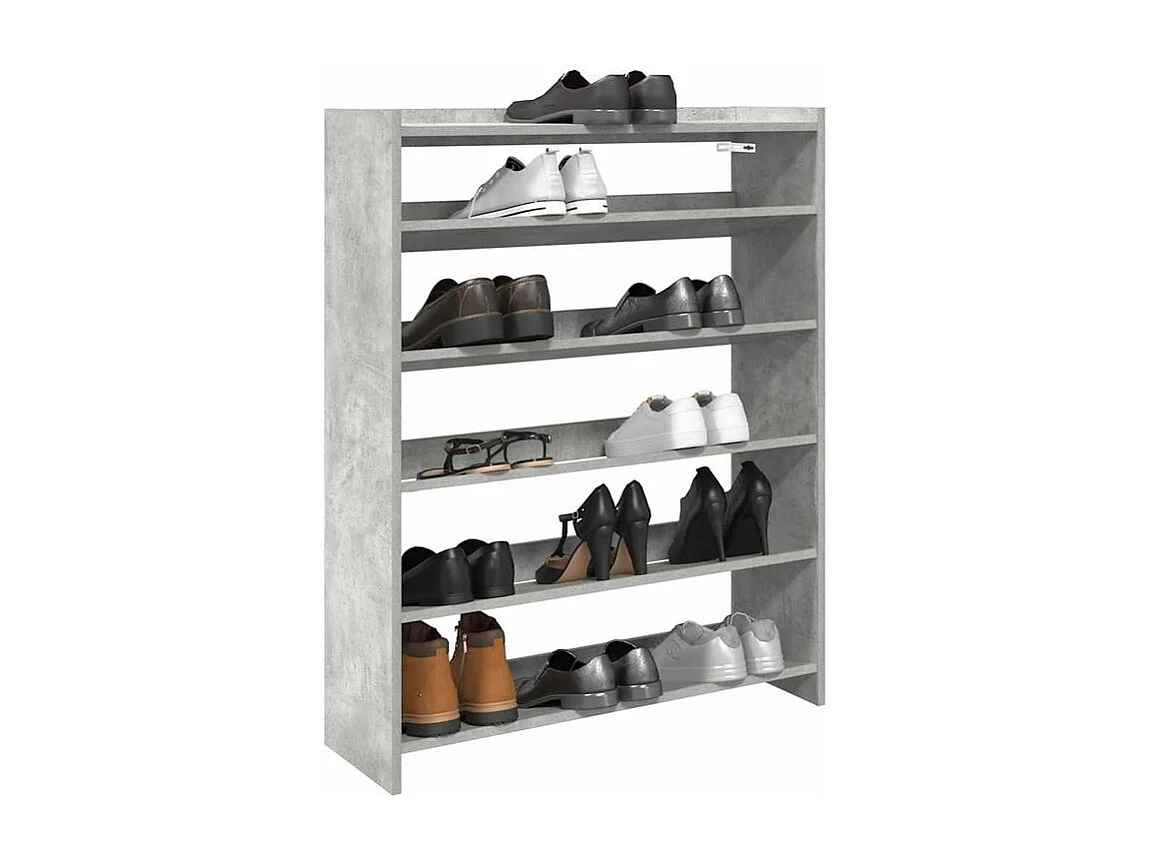 Étagère à chaussures gris béton 80x25x100 bois d'ingénierie