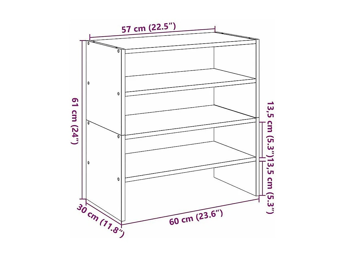 Étagères à chaussures 2 pcs empilable vieux bois 60x30x30,5