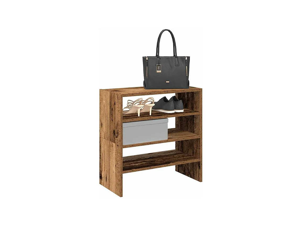 Étagères à chaussures 2 pcs empilable vieux bois 60x30x30,5