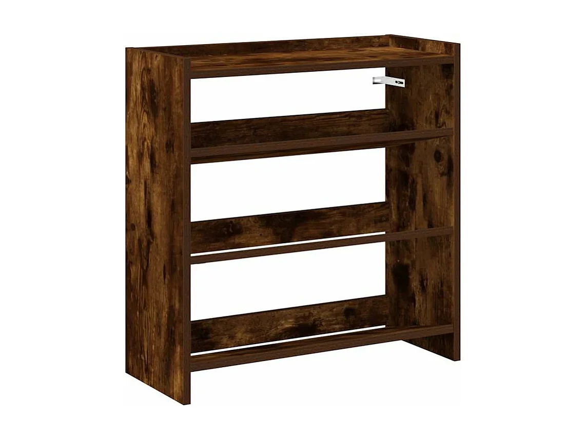 Étagère à chaussures en bois Manda L 60 x H 62cm - Rangement 3 niveaux-Couleur Marron fumé