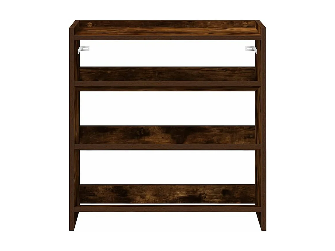 Étagère à chaussures en bois Manda L 60 x H 62cm - Rangement 3 niveaux-Couleur Marron fumé