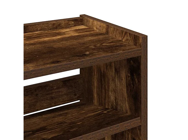 Étagère à chaussures en bois Manda L 60 x H 62cm - Rangement 3 niveaux-Couleur Marron fumé