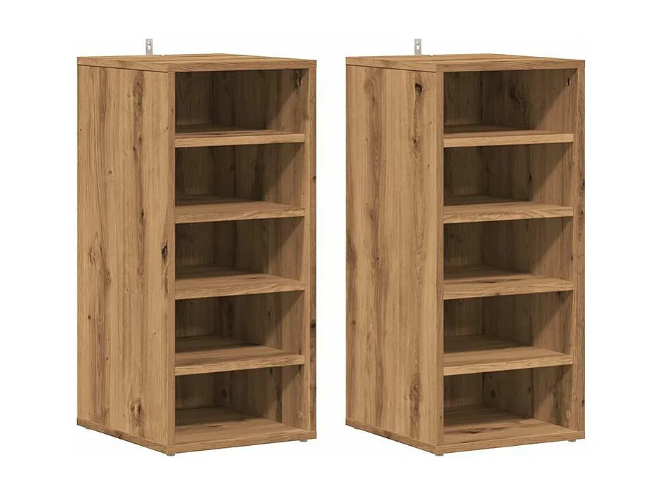 Armoires à chaussures 2 pcs chêne artisanal bois d'ingénierie