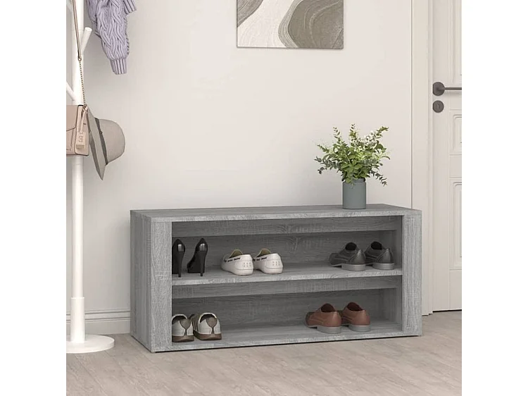 Étagère à chaussures Gris béton 100x35x45 Bois d'ingénierie
