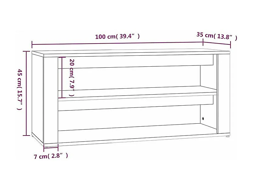 Étagère à chaussures Gris béton 100x35x45 Bois d'ingénierie