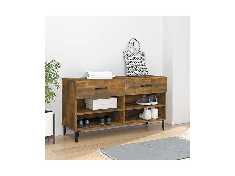 Meuble à chaussures Chêne fumé 102x35x55 Bois d'ingénierie