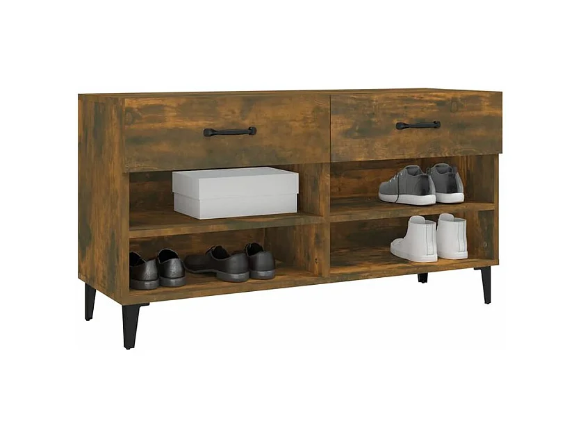 Meuble à chaussures Chêne fumé 102x35x55 Bois d'ingénierie