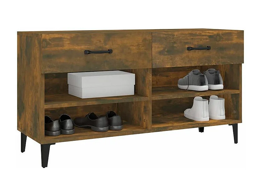 Meuble à chaussures Chêne fumé 102x35x55 Bois d'ingénierie
