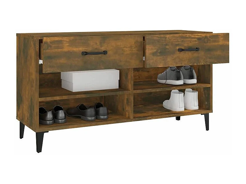 Meuble à chaussures Chêne fumé 102x35x55 Bois d'ingénierie