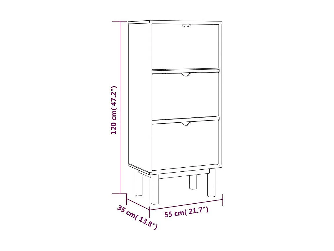 Armoire à chaussures OTTA et 3 tiroirs Marron et gris Bois pin