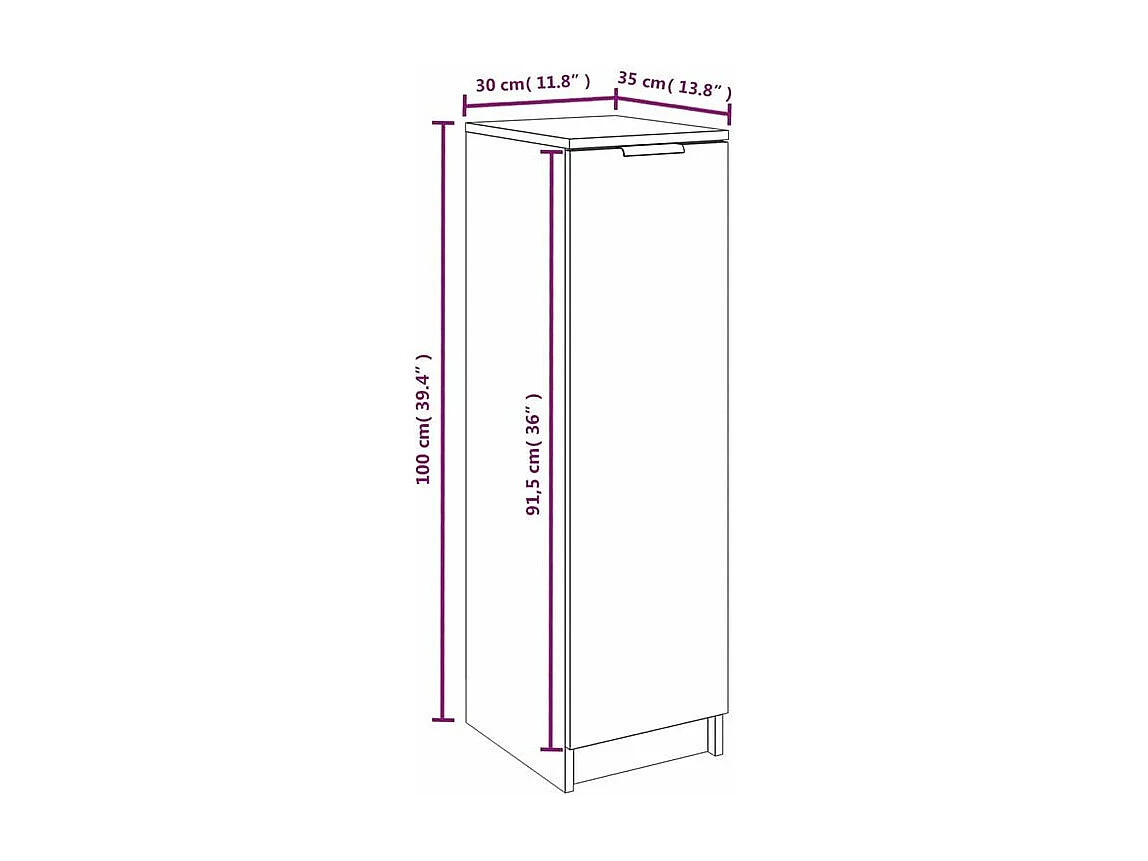 Armoire à chaussures Chêne Sonoma 30x35x100 Bois d'ingénierie
