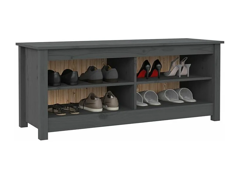 Banc à chaussures en bois massif Klouda – Élégant et fonctionnel-Couleur Gris-Largeur 110 cm