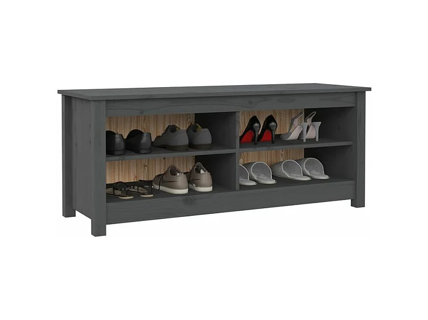 Banc à chaussures en bois massif Klouda – Élégant et fonctionnel-Couleur Gris-Largeur 110 cm