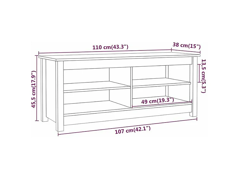 Banc à chaussures en bois massif Klouda – Élégant et fonctionnel-Couleur Gris-Largeur 110 cm