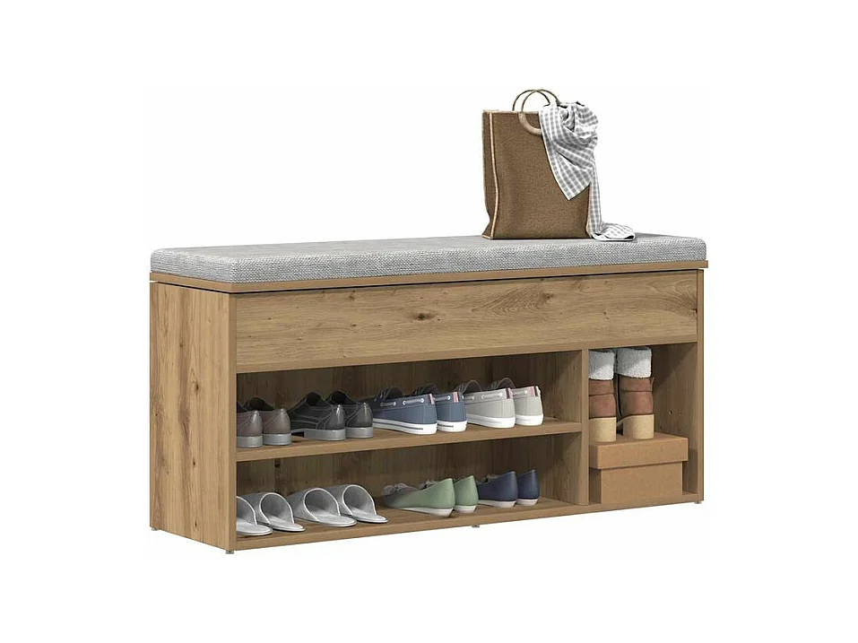 Banc à chaussures chêne artisanal 102x30,5x45 bois ingénierie