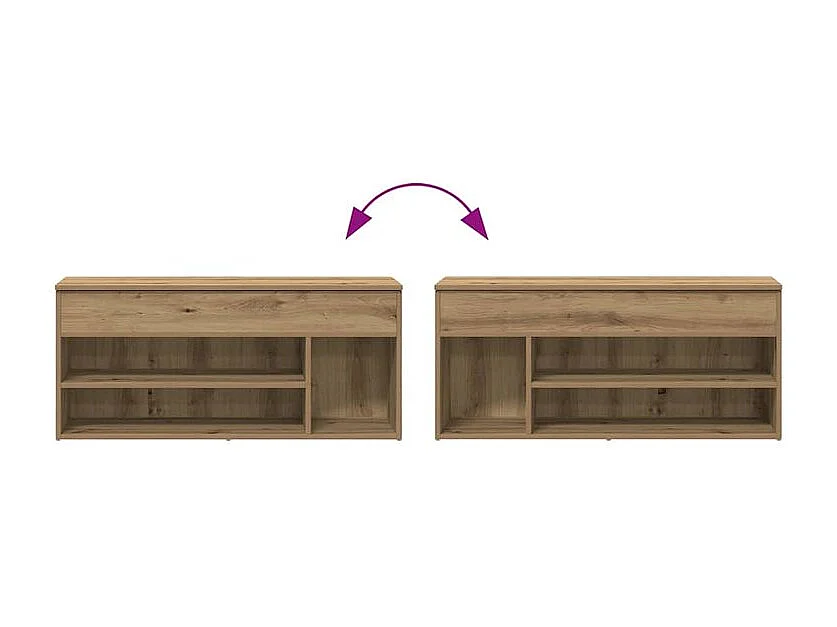 Banc à chaussures chêne artisanal 102x30,5x45 bois ingénierie