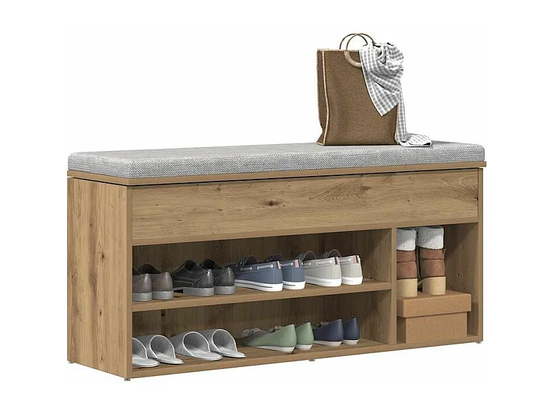 Banc à chaussures chêne artisanal 102x30,5x45 bois ingénierie