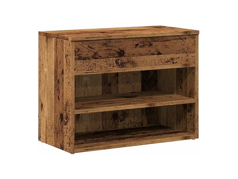 Banc à chaussures en bois Borka L 60 x H 45cm - Compact et Pratique-Couleur Marron noisette