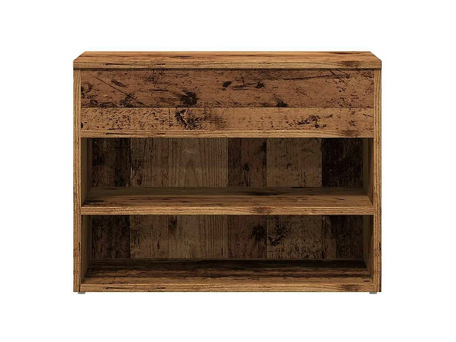 Banc à chaussures en bois Borka L 60 x H 45cm - Compact et Pratique-Couleur Marron noisette