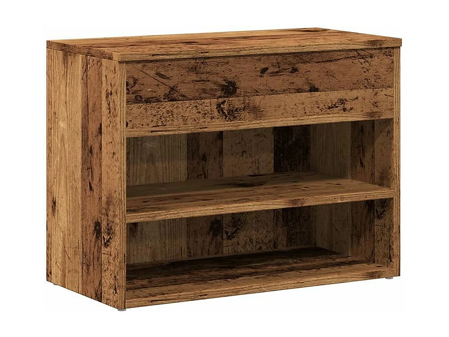 Banc à chaussures en bois Borka L 60 x H 45cm - Compact et Pratique-Couleur Marron noisette