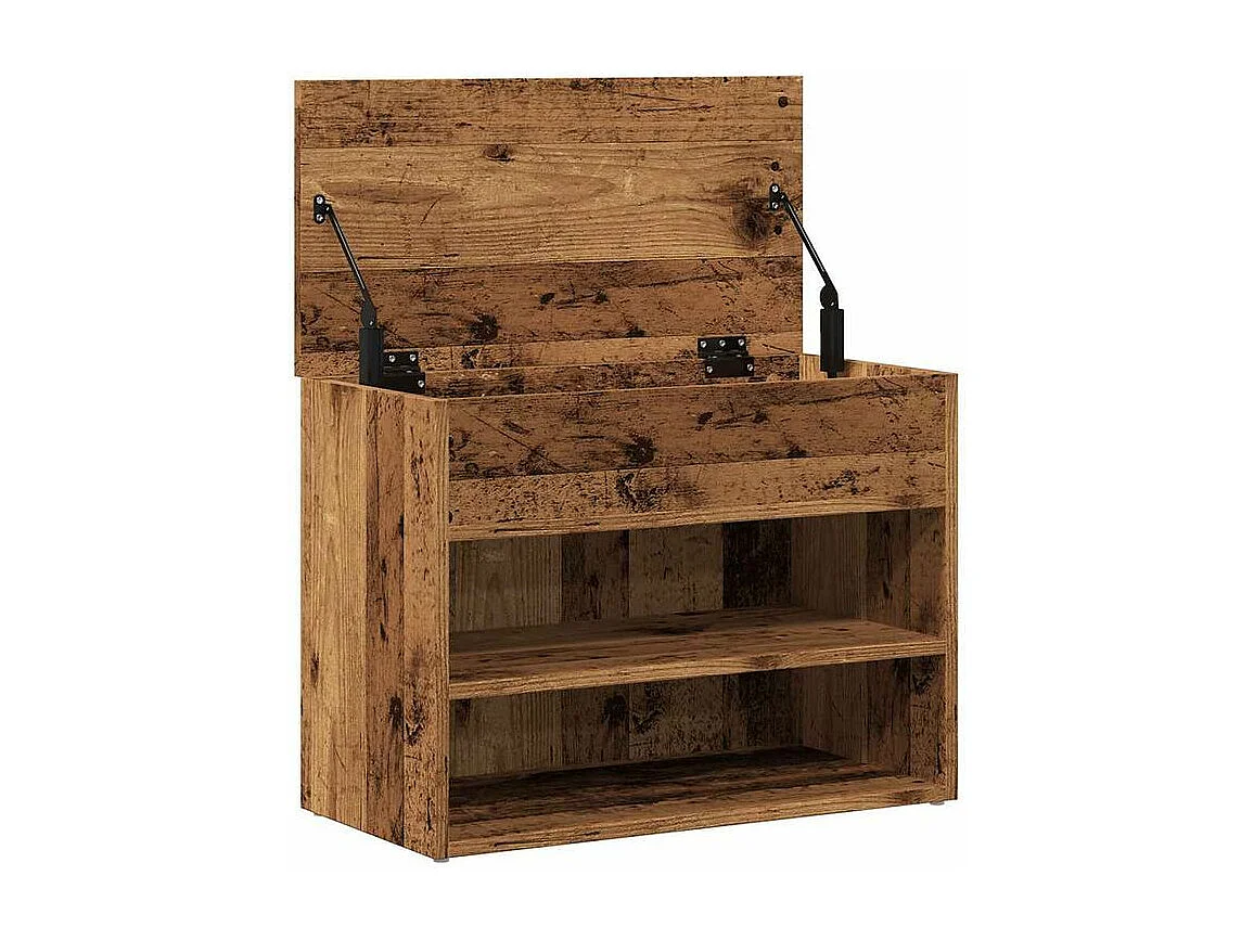 Banc à chaussures en bois Borka L 60 x H 45cm - Compact et Pratique-Couleur Marron noisette