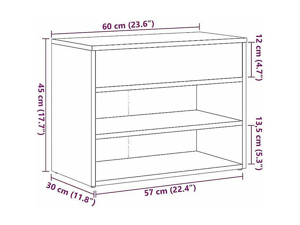 Banc à chaussures en bois Borka L 60 x H 45cm - Compact et Pratique-Couleur Marron noisette