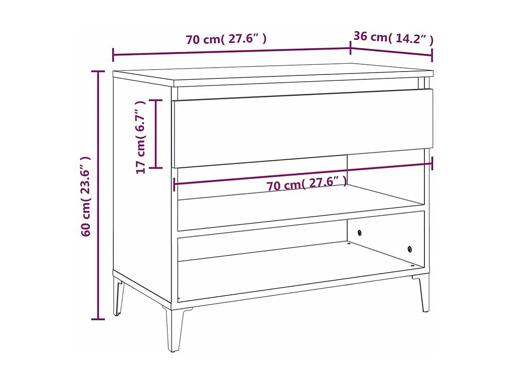 Armoire à chaussures Sonoma gris 70x36x60 Bois d'ingénierie