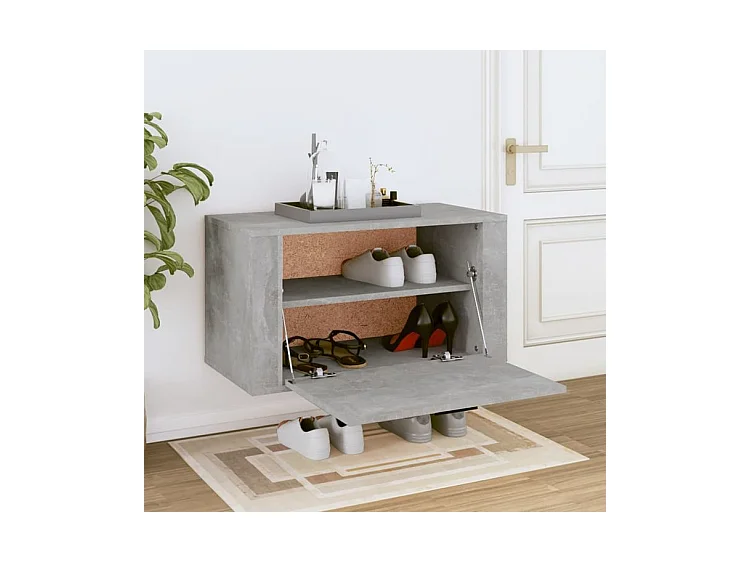 Armoire à chaussures murale Gris béton 70x35x38