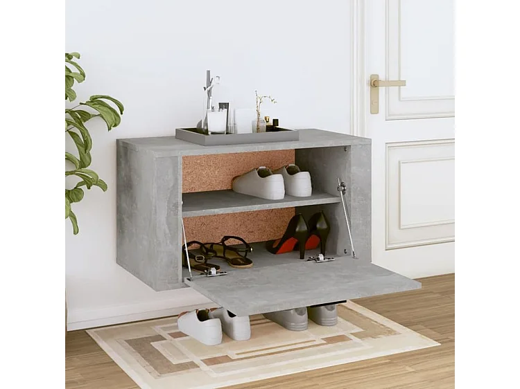 Armoire à chaussures murale Gris béton 70x35x38